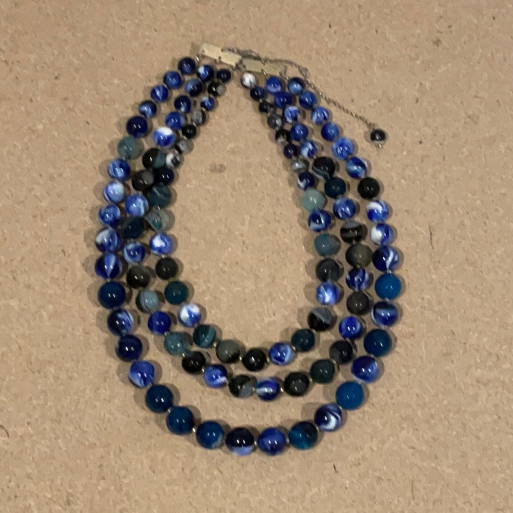 Three strand glass bead necklace